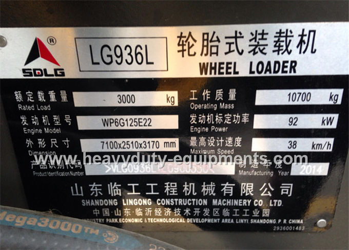la marca del caricatore LG936L SDLG della ruota 3tons con il motore di Deutz di weichai e l'asse di SDLG pilotano il controllo